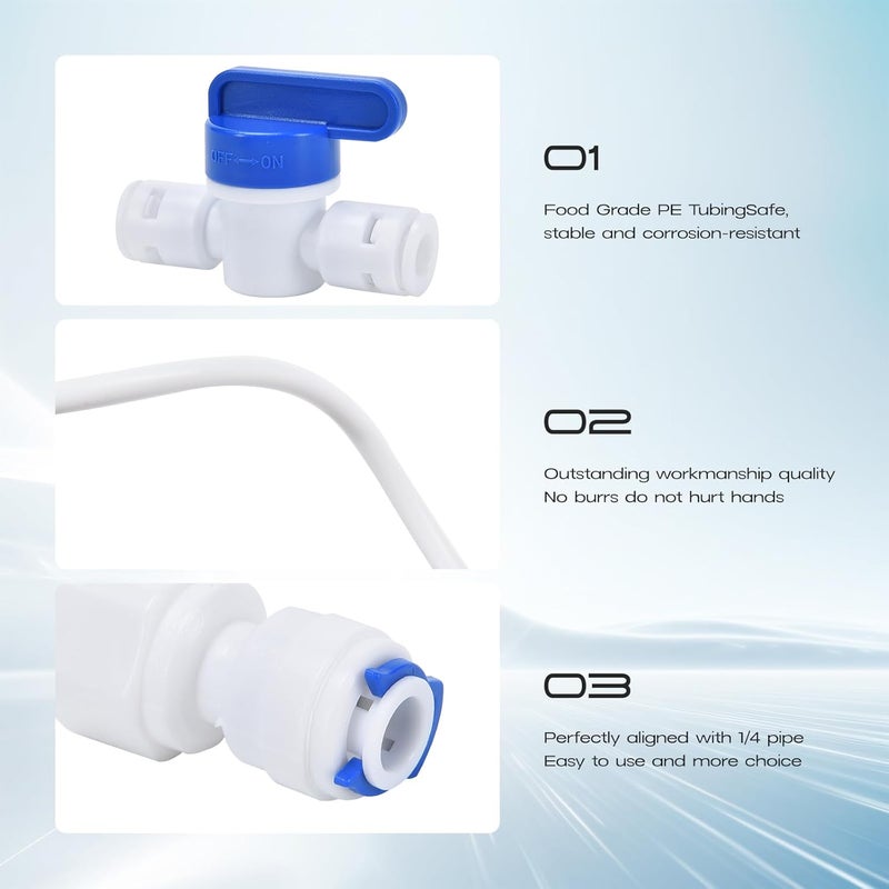 cnaodun 1/4 Water Line, with 1/4" OD 39.4ft Water Tubing Reverse Osmosis Quick Connect Fittings Push To Connect Water Tube Fittings for RO Water Filter - Image 4